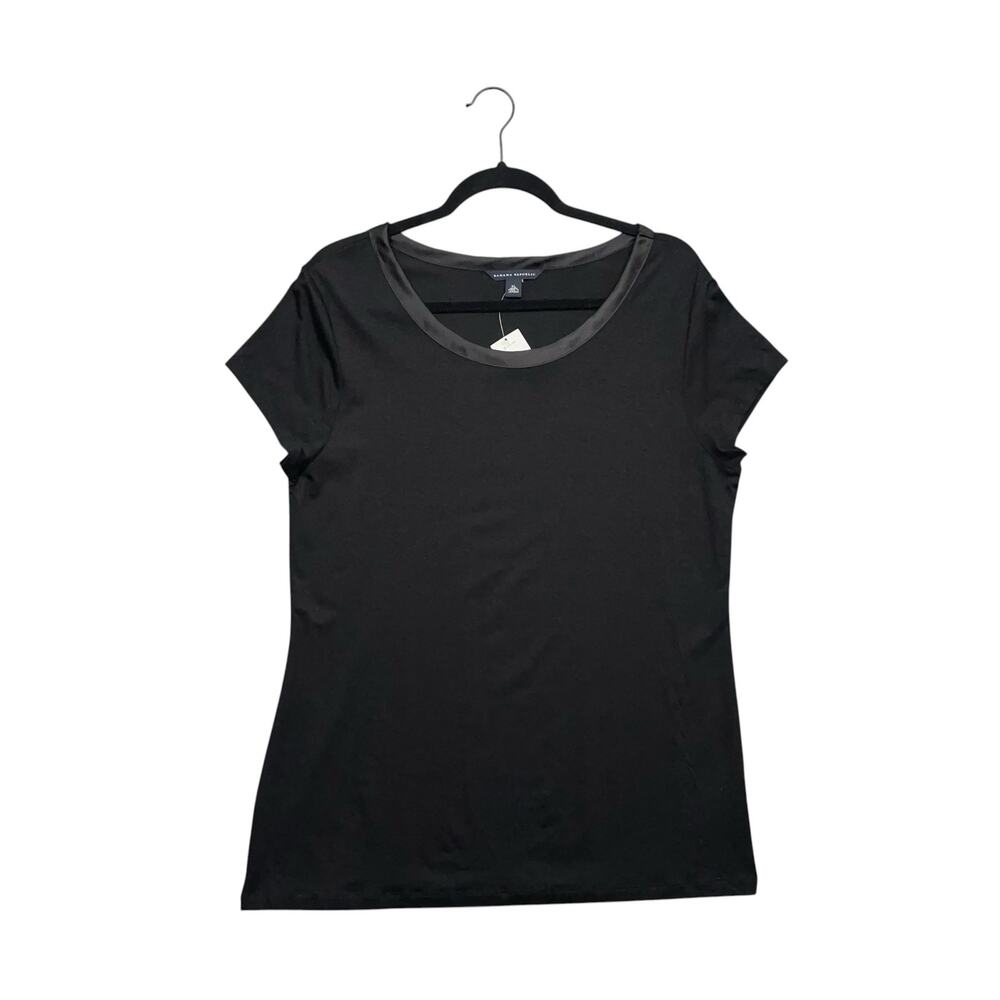 Banana Republic Short Sleeve Luxe Tee Sze XL Black Satin Trim Whimsygoth Layers